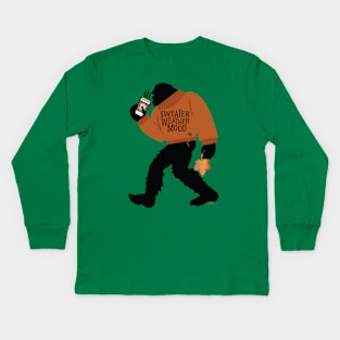 Sweater Weather Bigfoot With Pumpkin Spice Latte Kids Long Sleeve T-Shirt